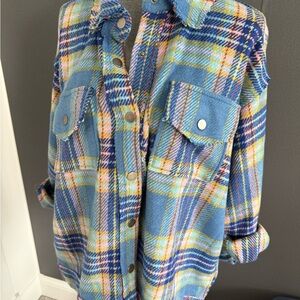 LA MIEL Blue Plaid Button Down Shirt